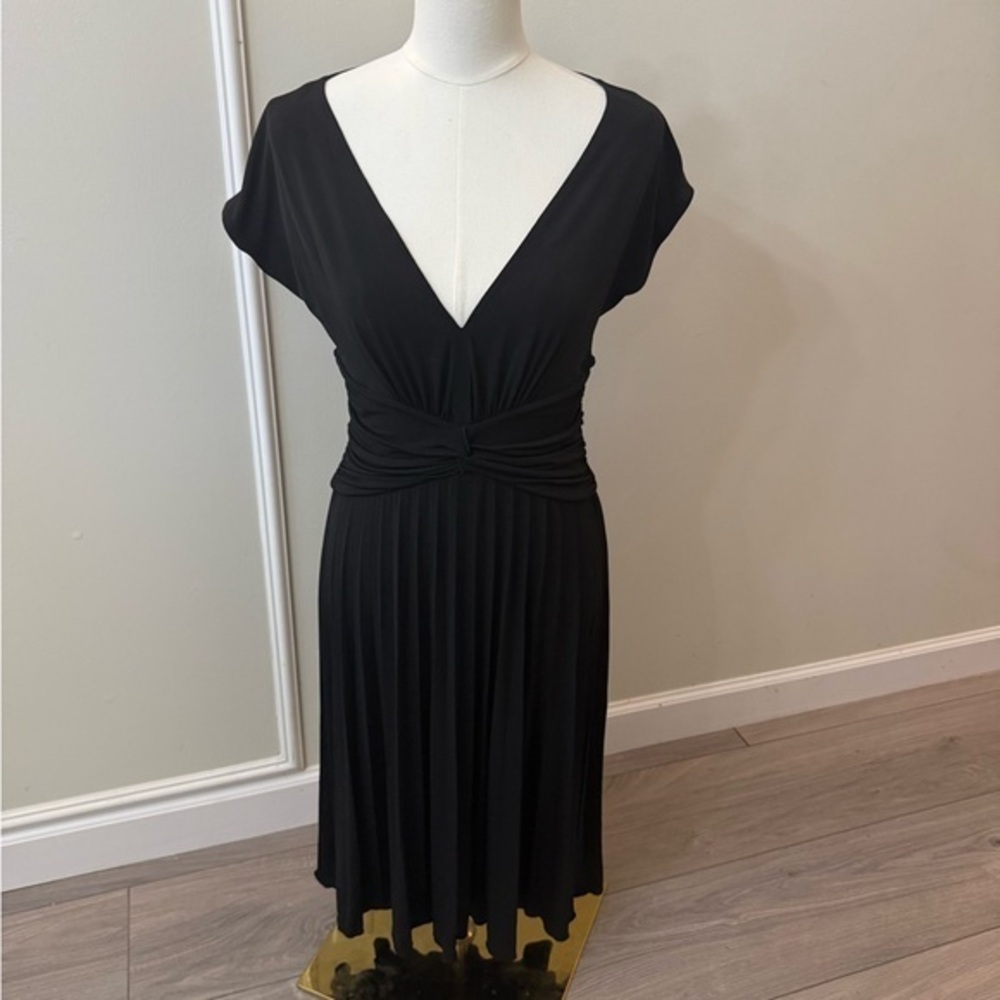Max & Cleo Black V-Neck Midi Dress